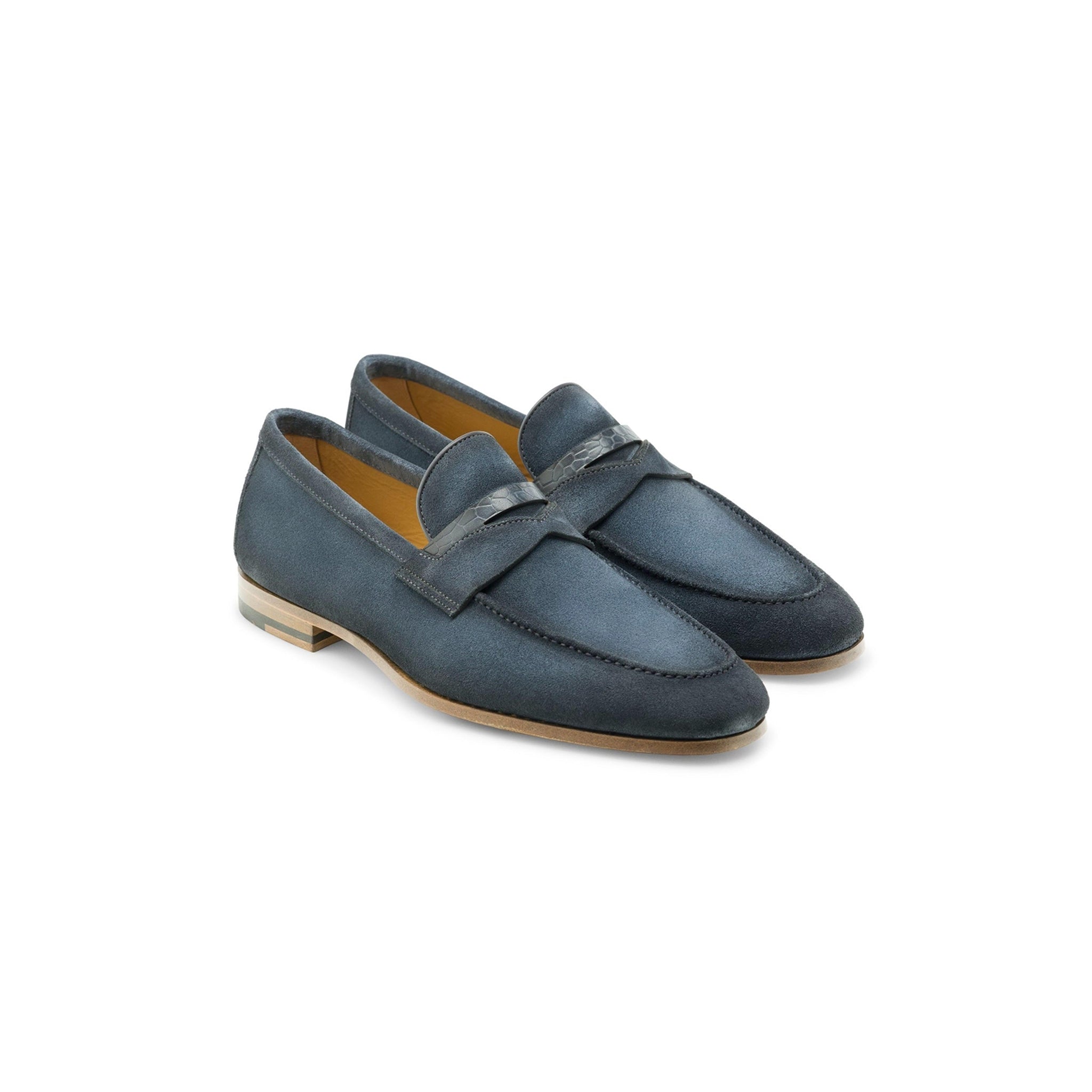 Navy suede  Utilizes Classic Penny Loafer