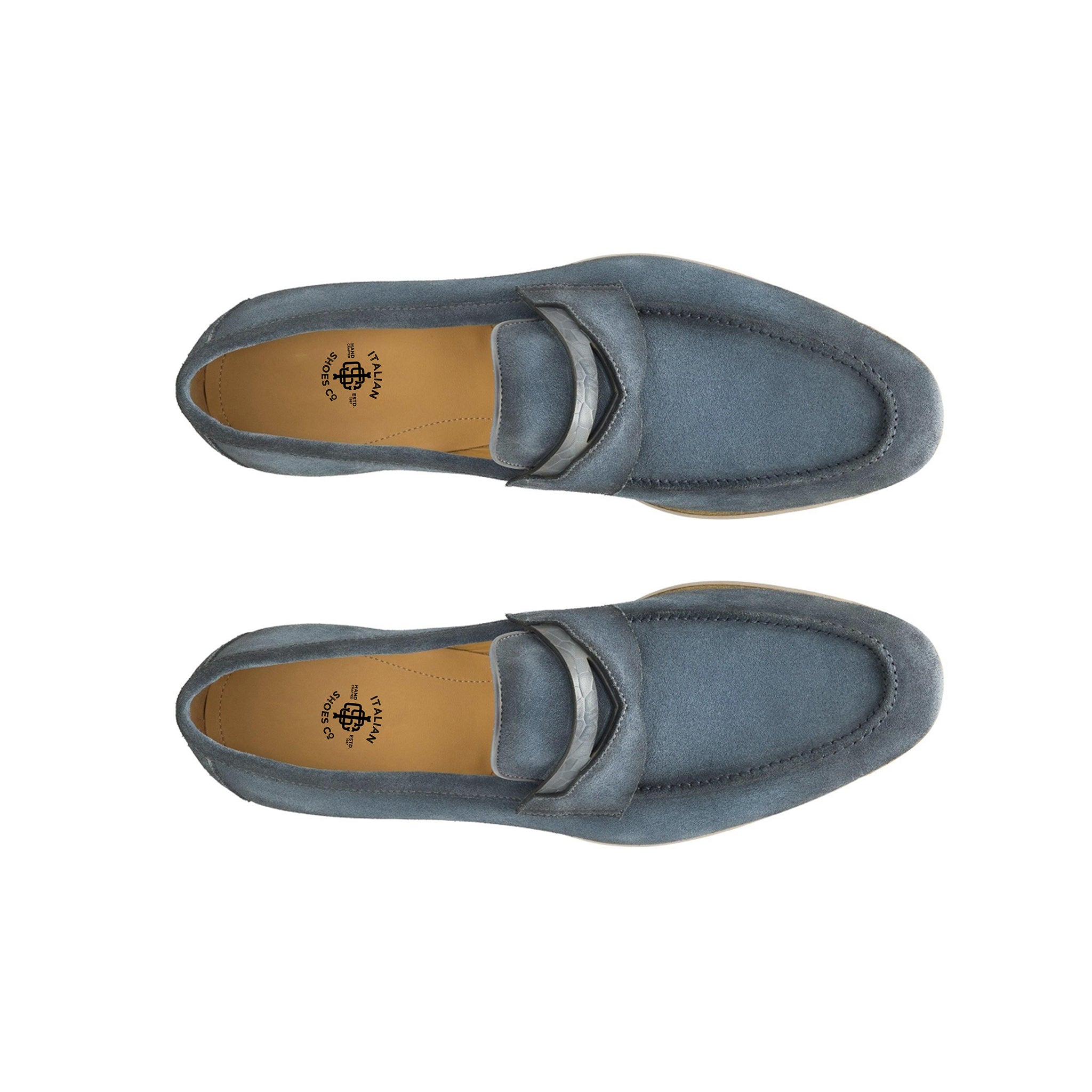 Navy suede  Utilizes Classic Penny Loafer