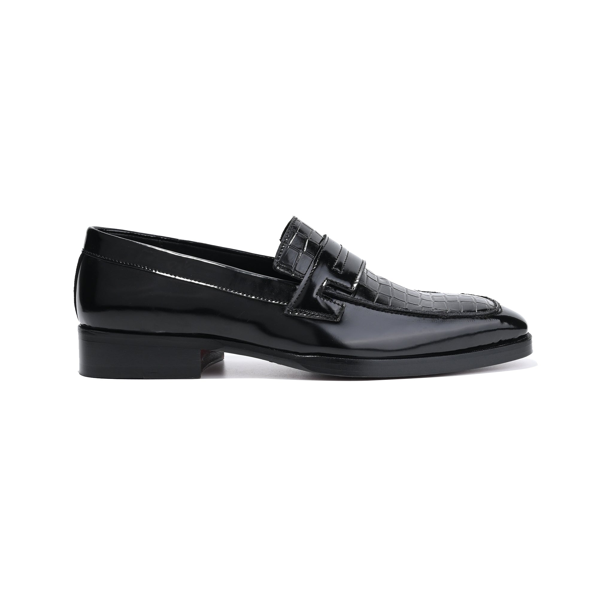 Midnight Shine Croco Penny Loafers