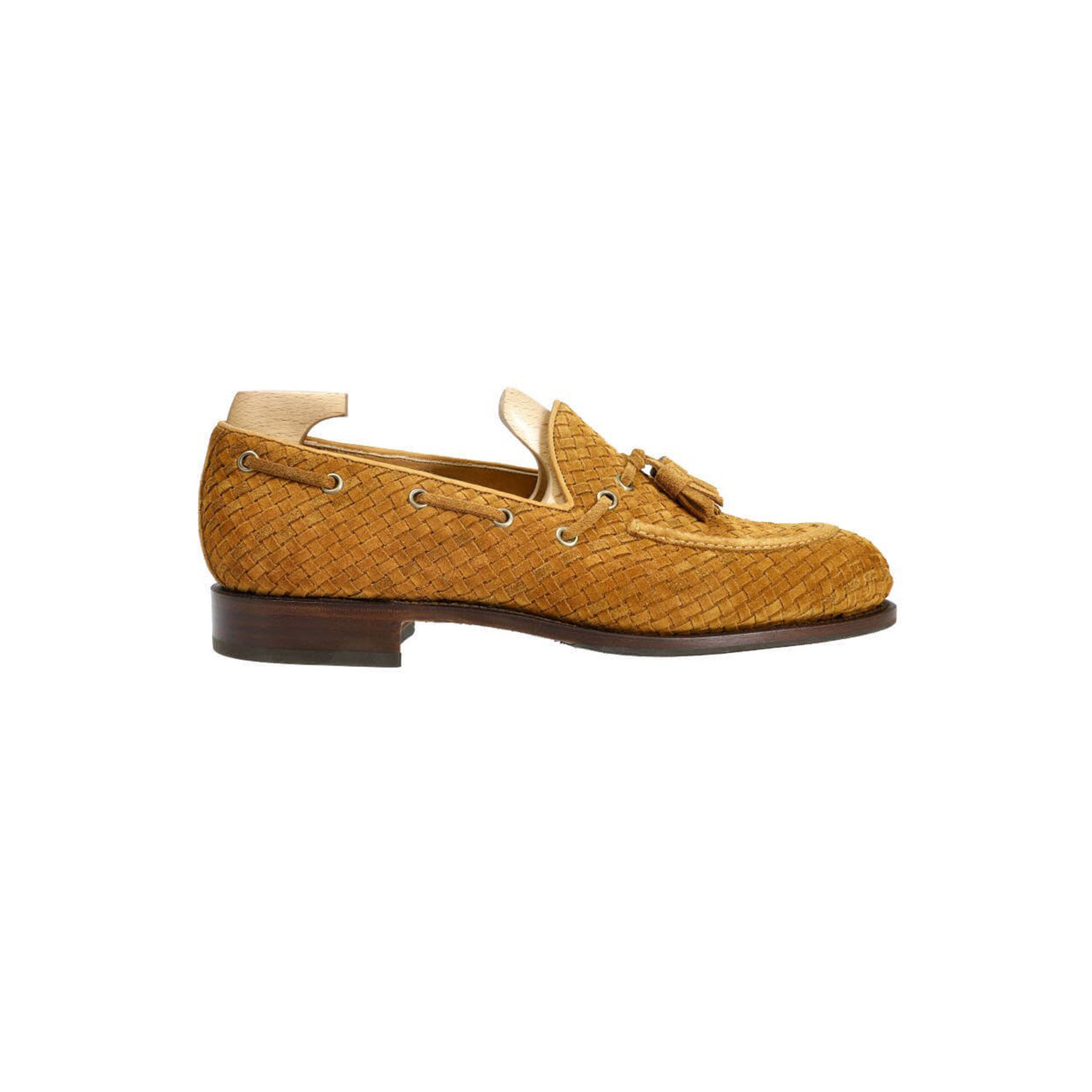 Tanned Braided Suede Tassel Loafers