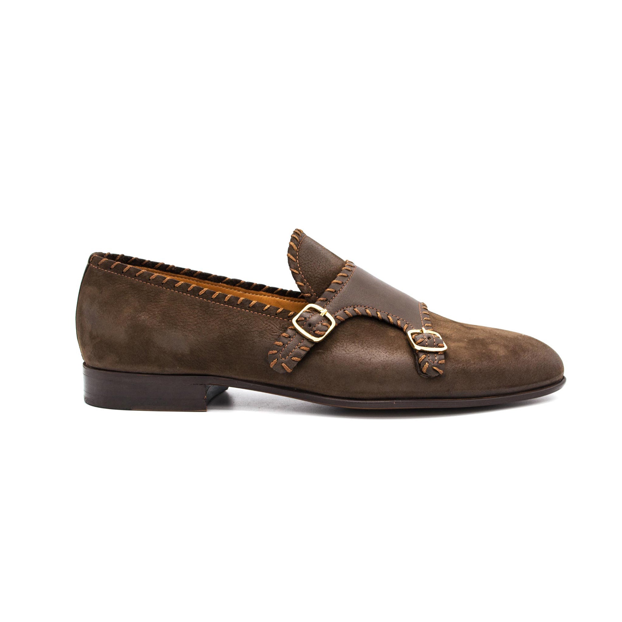 Woody Brown Double Monk Strap Men's Shoes