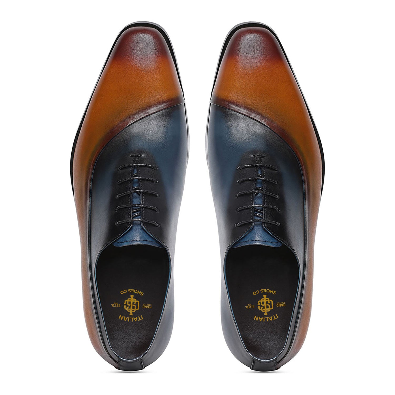 Brown X Blue Leather Lace up Shoes