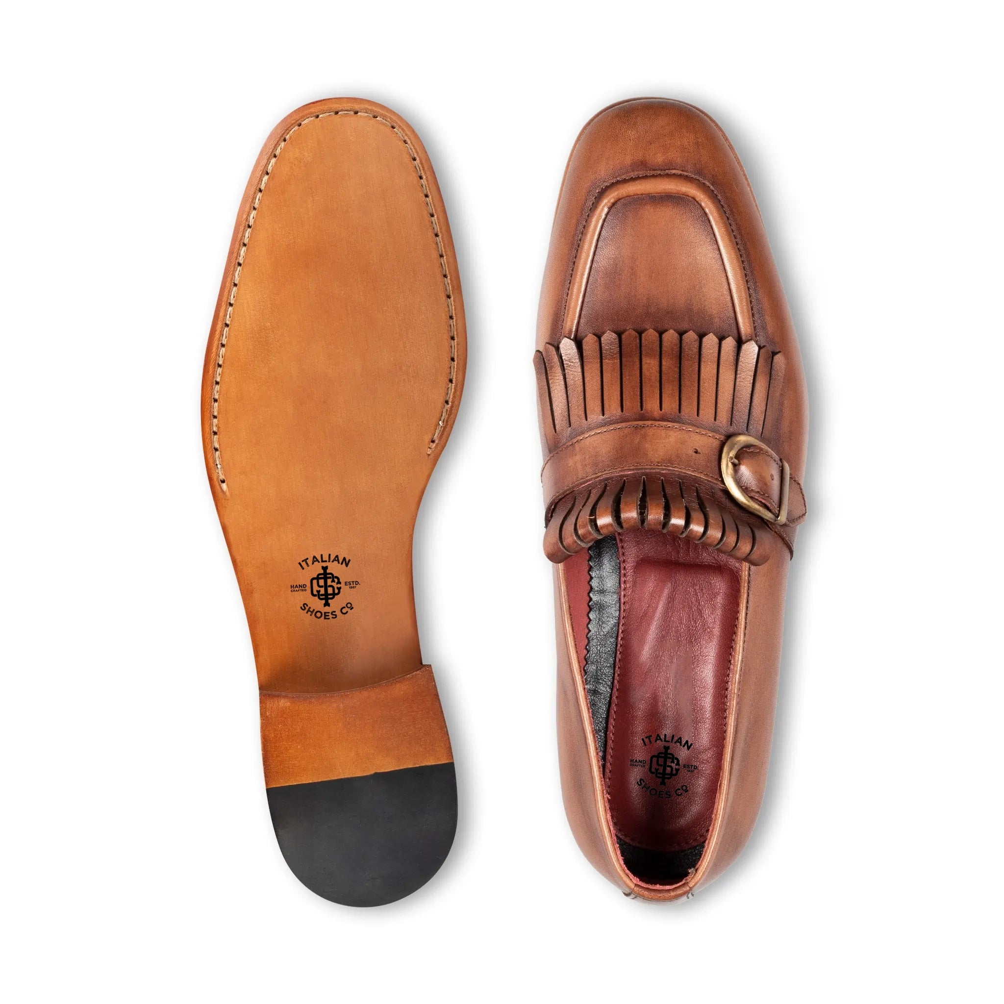 Tan Handcrafted Single Monkstrap Men's Shoes