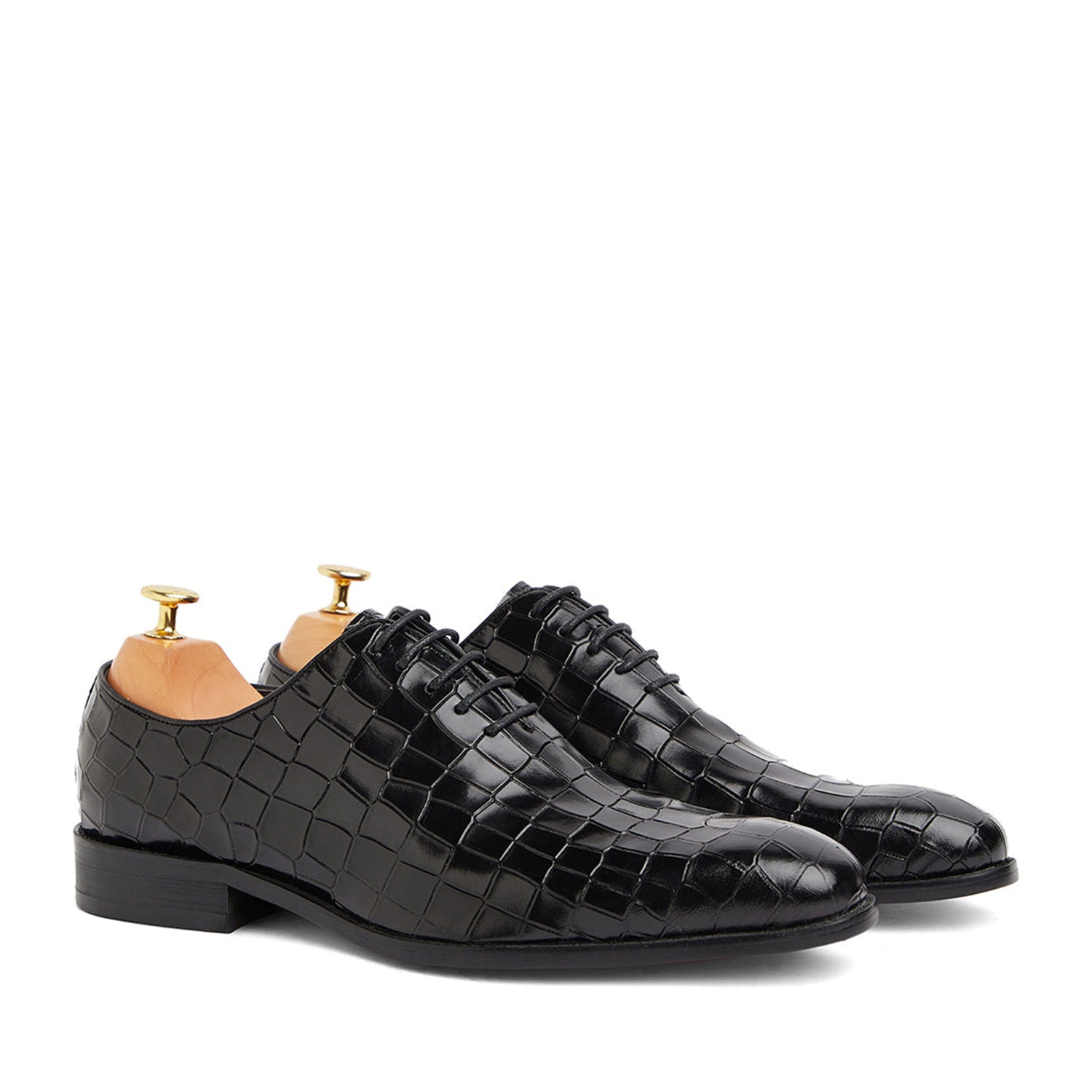 Black Croco British Oxfords Shoes
