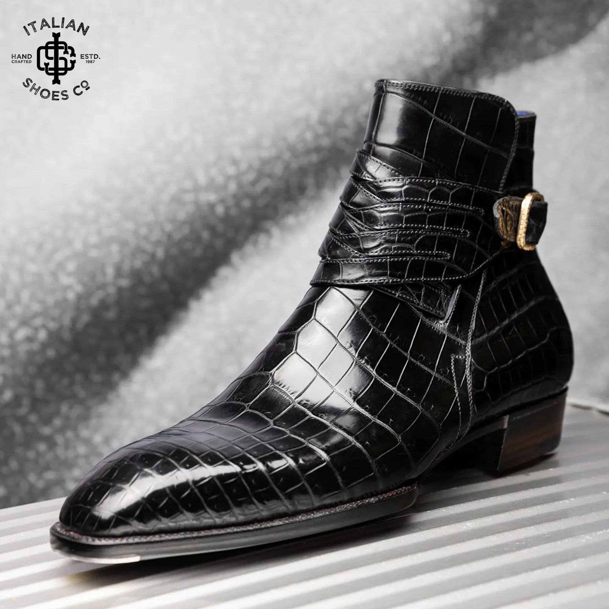 Designer Croco Jodhpur Monk Strap Shoes