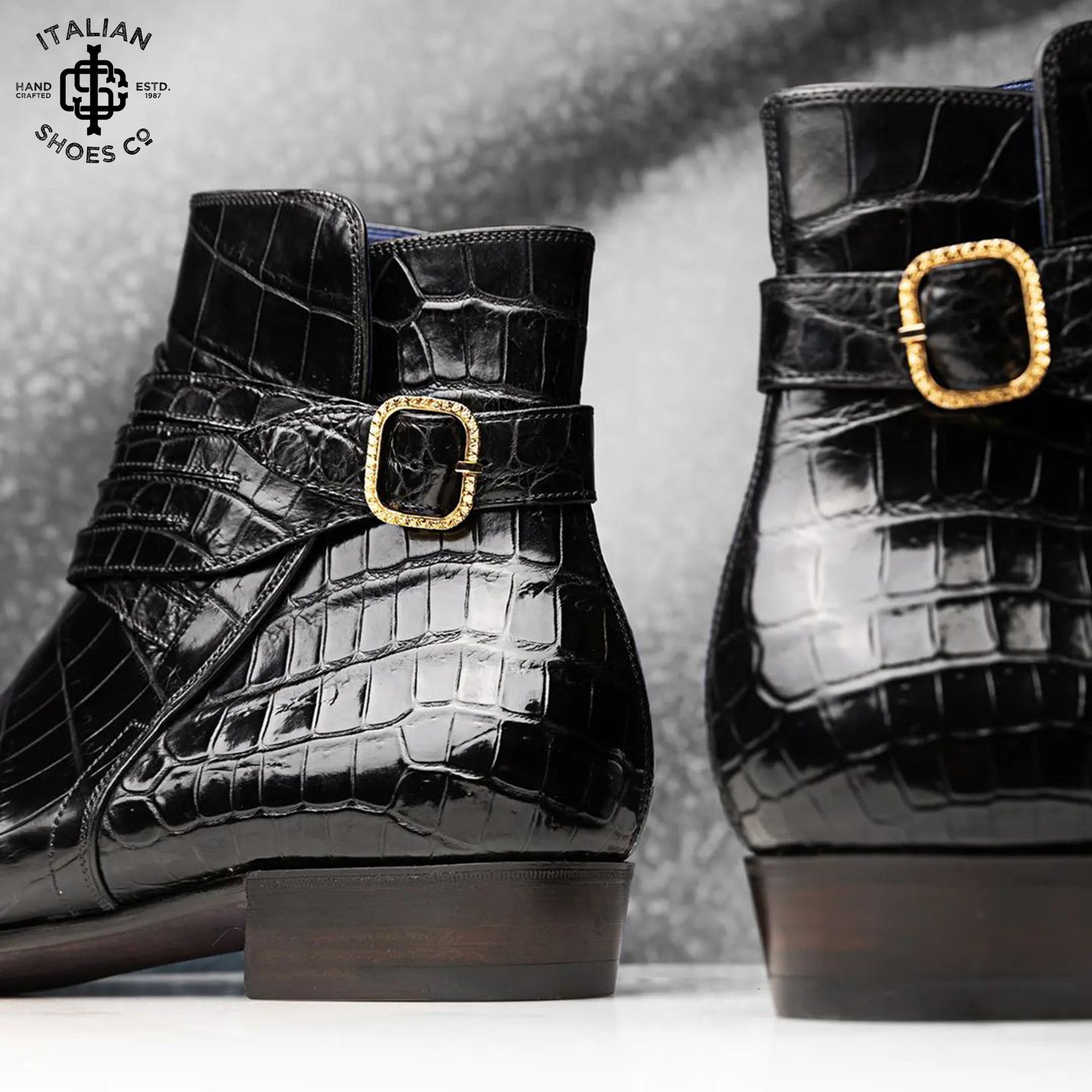 Designer Croco Jodhpur Monk Strap Shoes