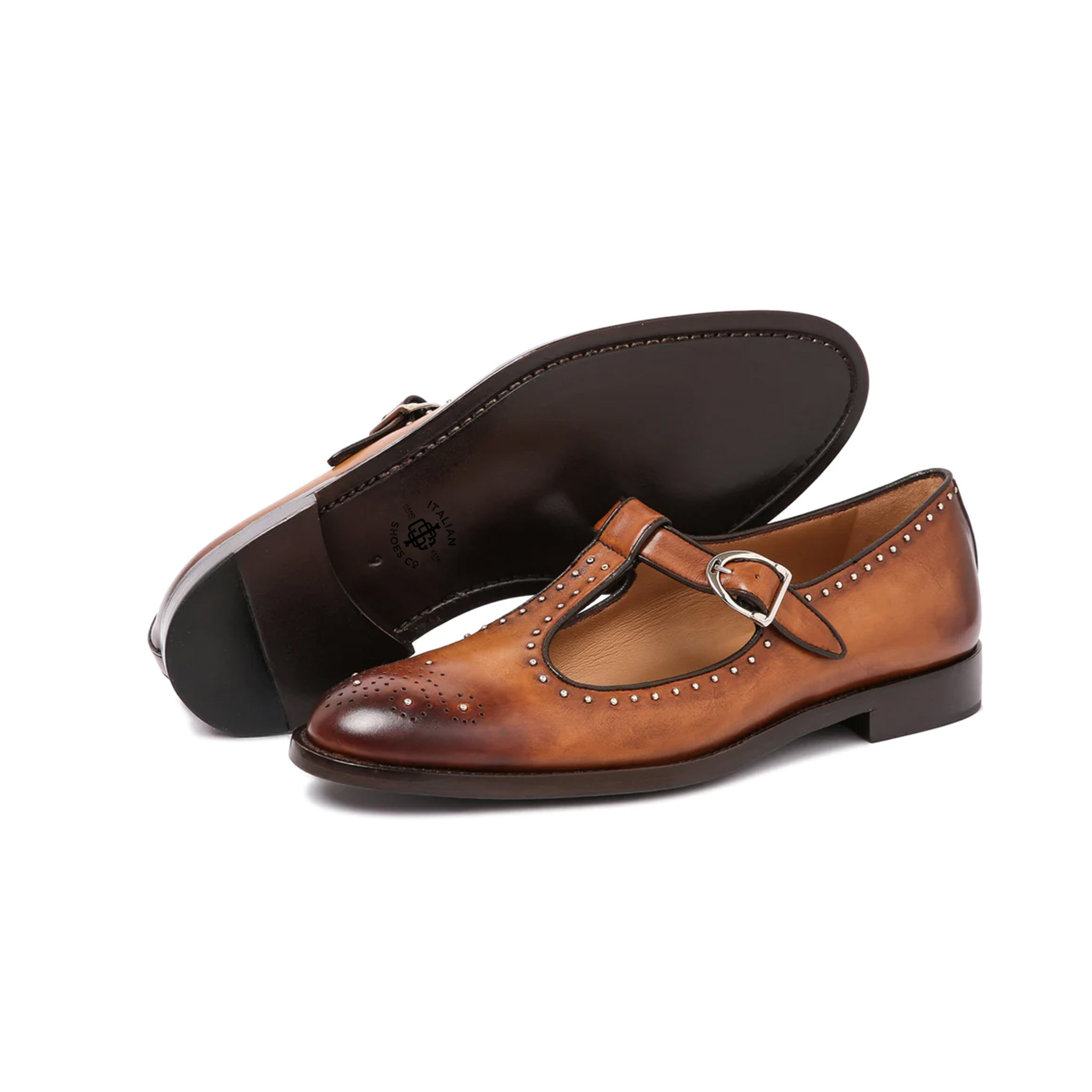 Brogue Single Monk Strap Shoes