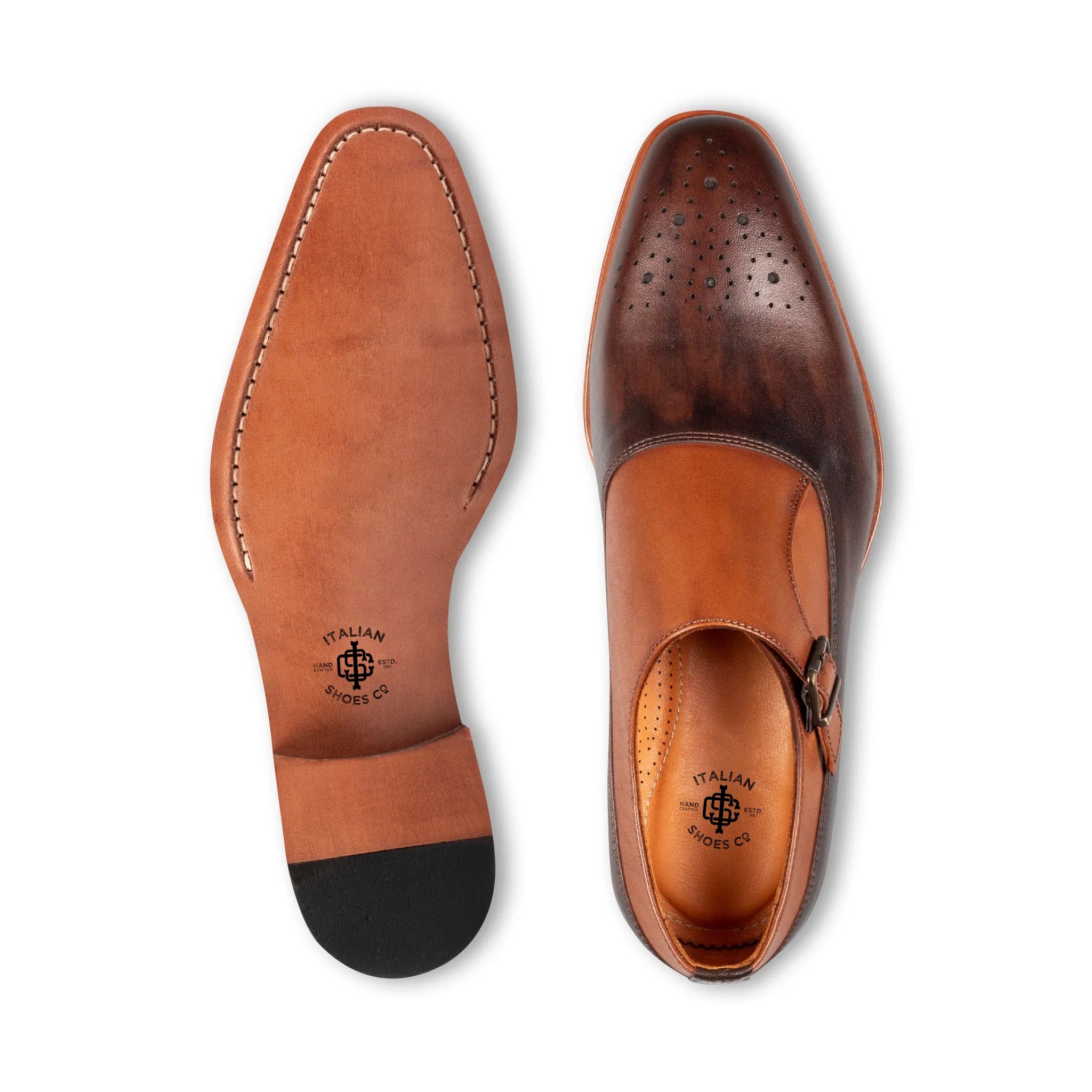 Lorenzo Rust Single Monk Strap Shoes
