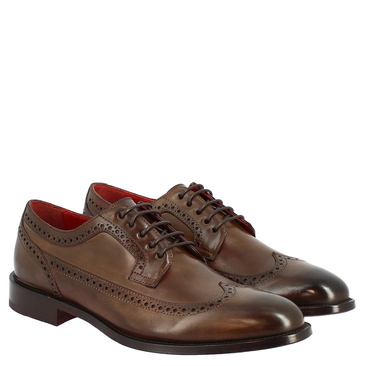 Dark Brown Calf Leather Half Brogues Shoes