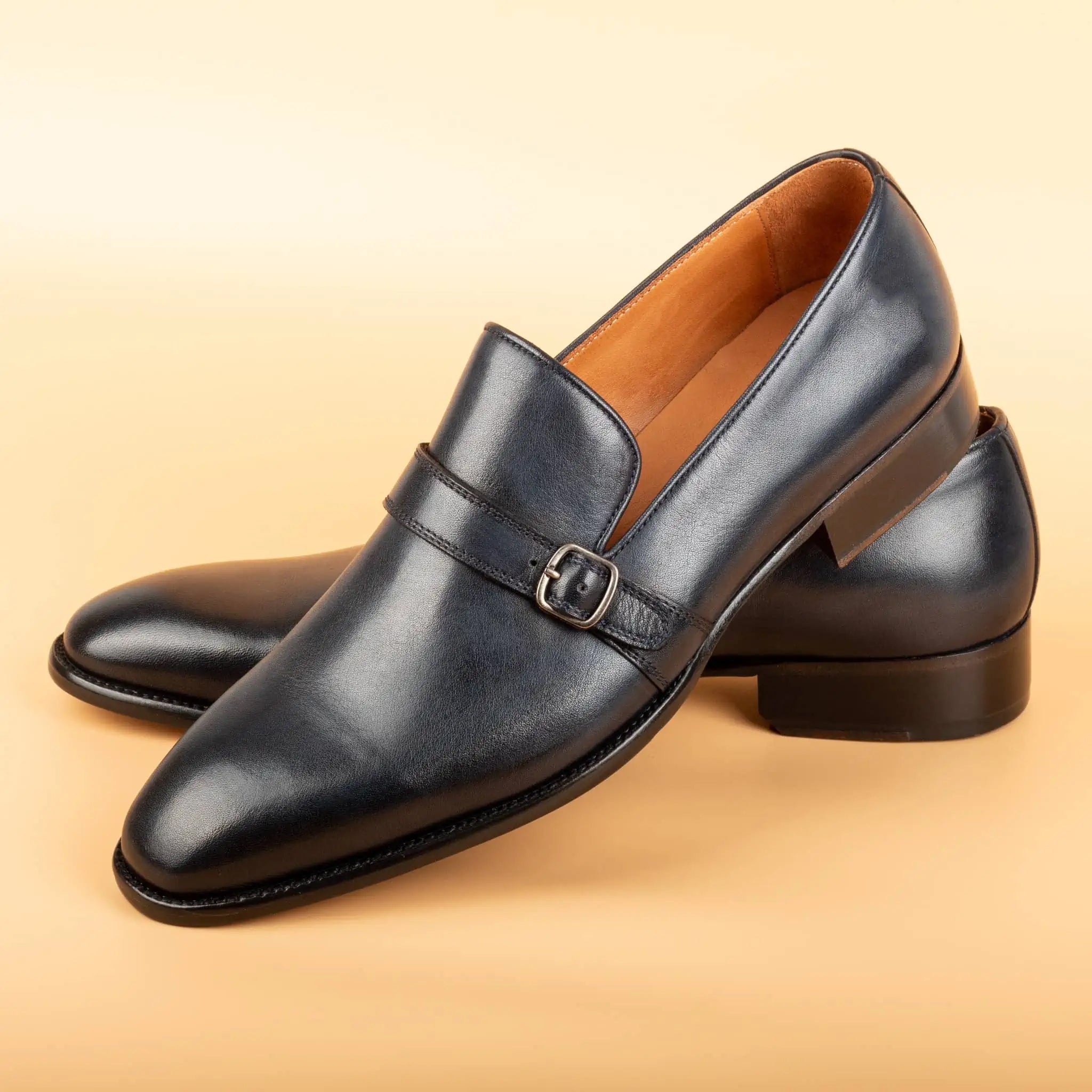 Midnight Single Monk Strap Men's Leather Shoes