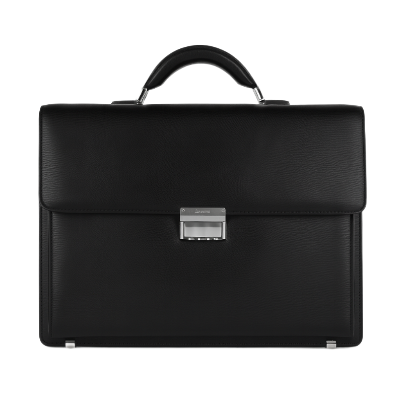 Premium Black Elegent Textured Lock Closure Briefcase