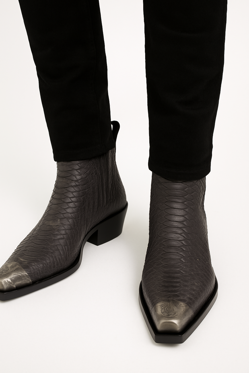 Raven Black Python Hand Dyed Leather Shoe for Men