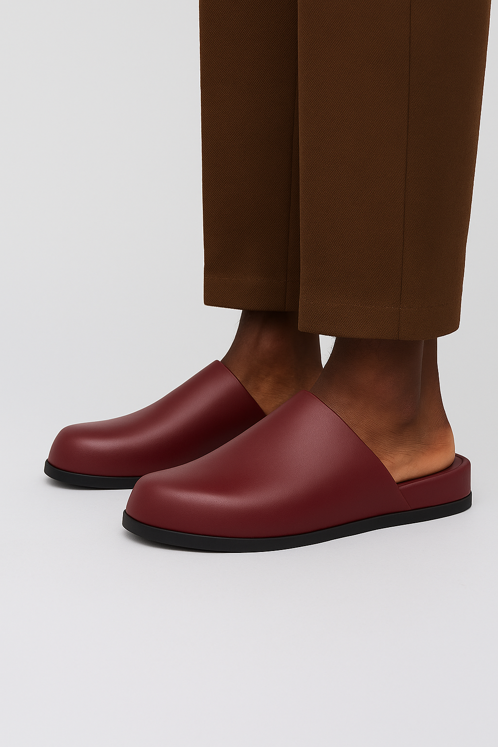 Black Leather Men Mule