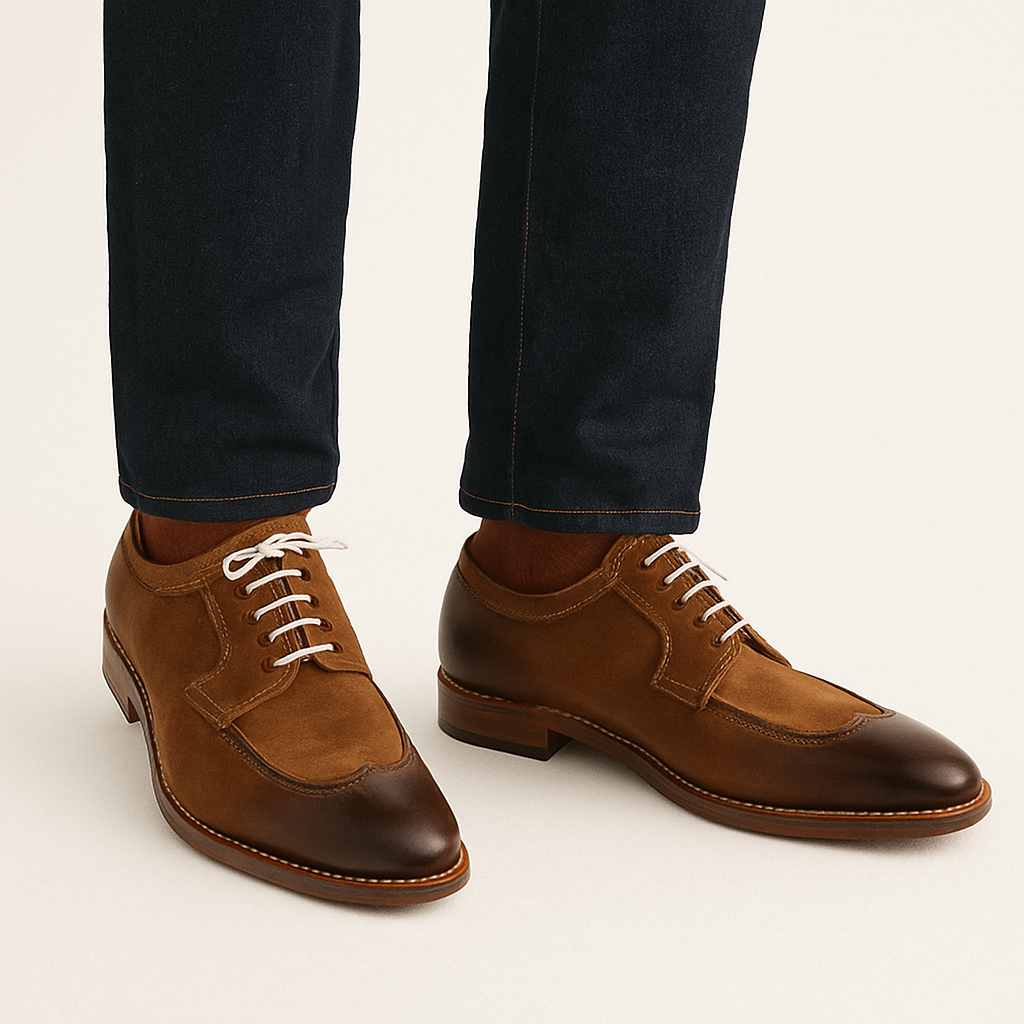 Men Suede Solid Leather Derby Shoes