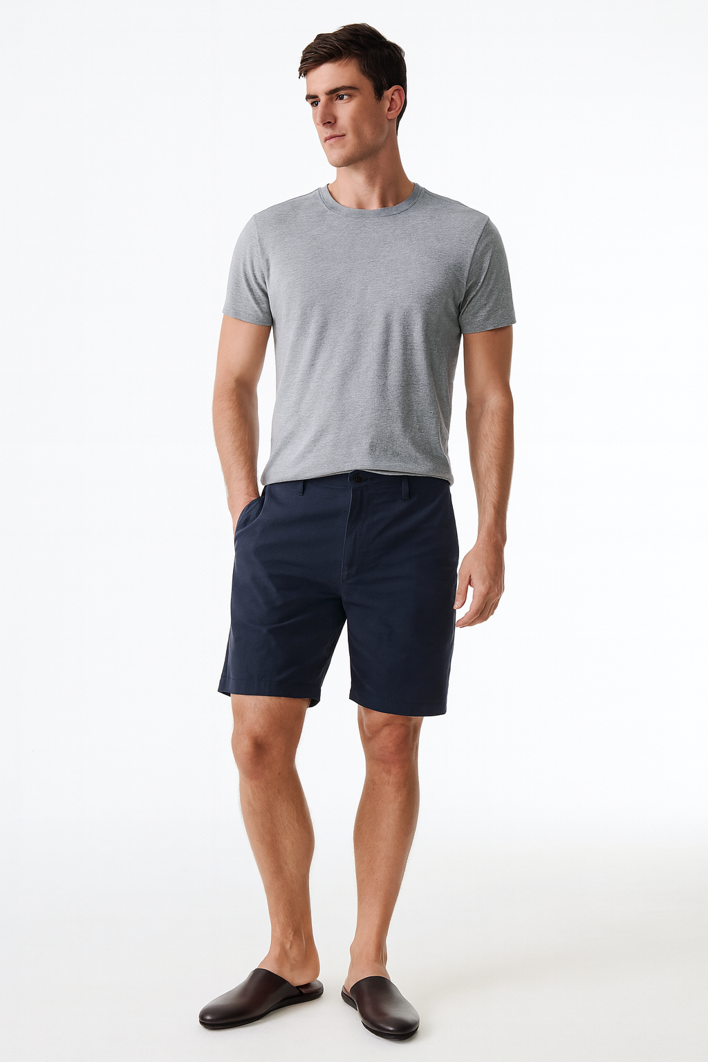 Men Striped Slip-On Leather Slippers