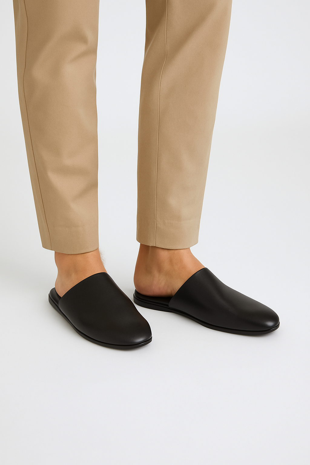 Men Striped Slip-On Leather Slippers