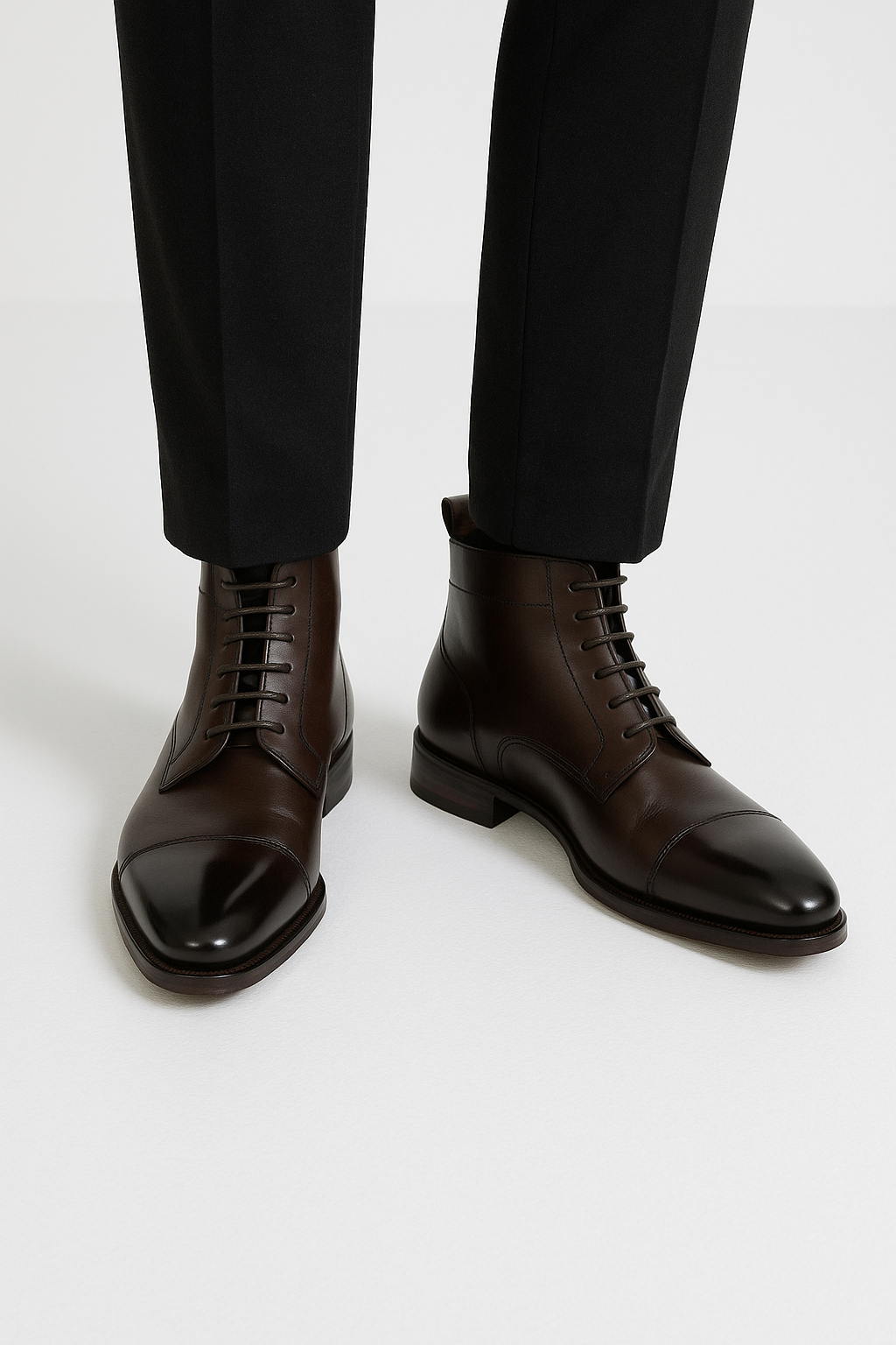 Derby Classy Brown Leather High Ankle Boots