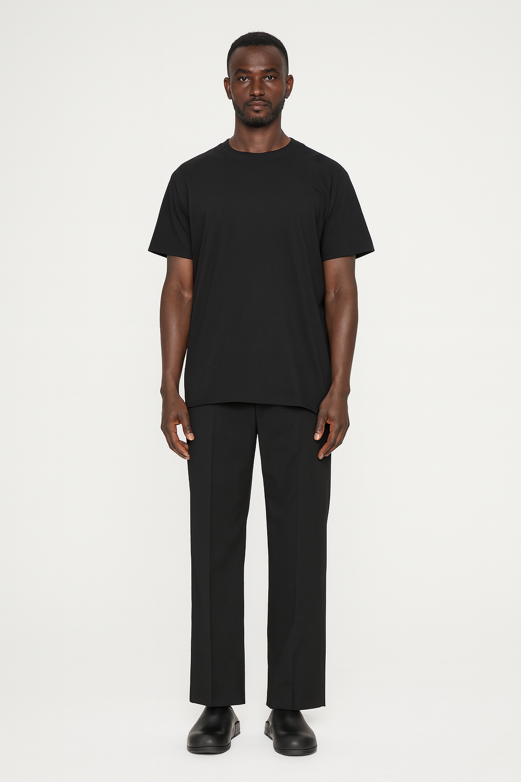 Black Leather Men Mule