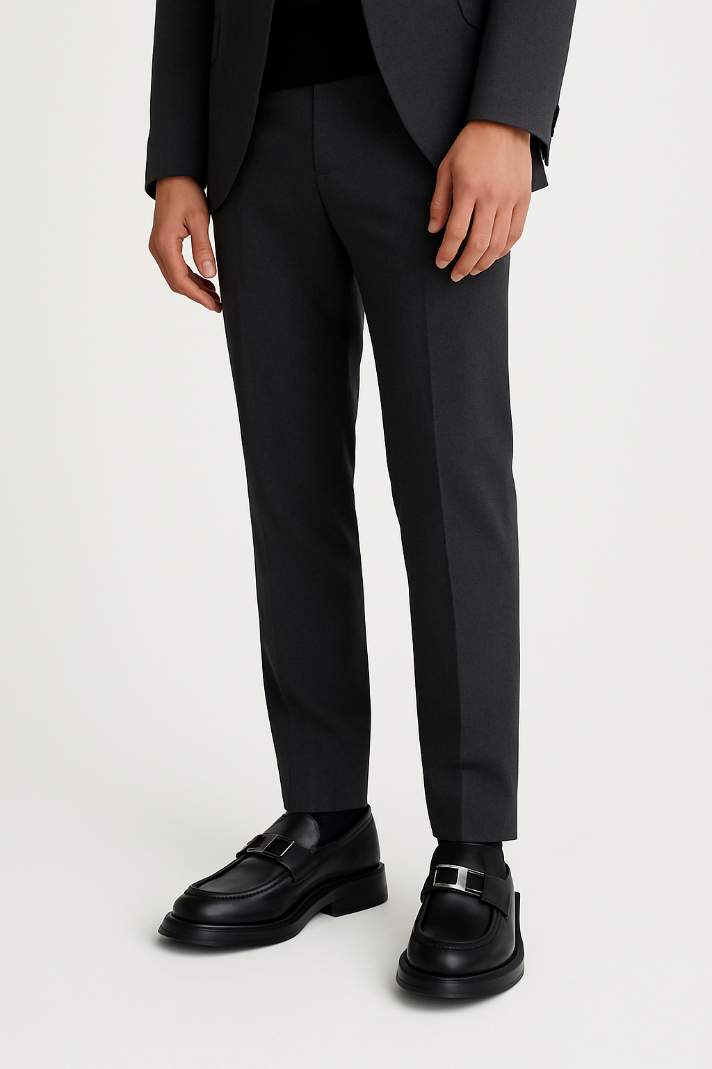 Pure Solid Leather Buckled Timeless Loafers