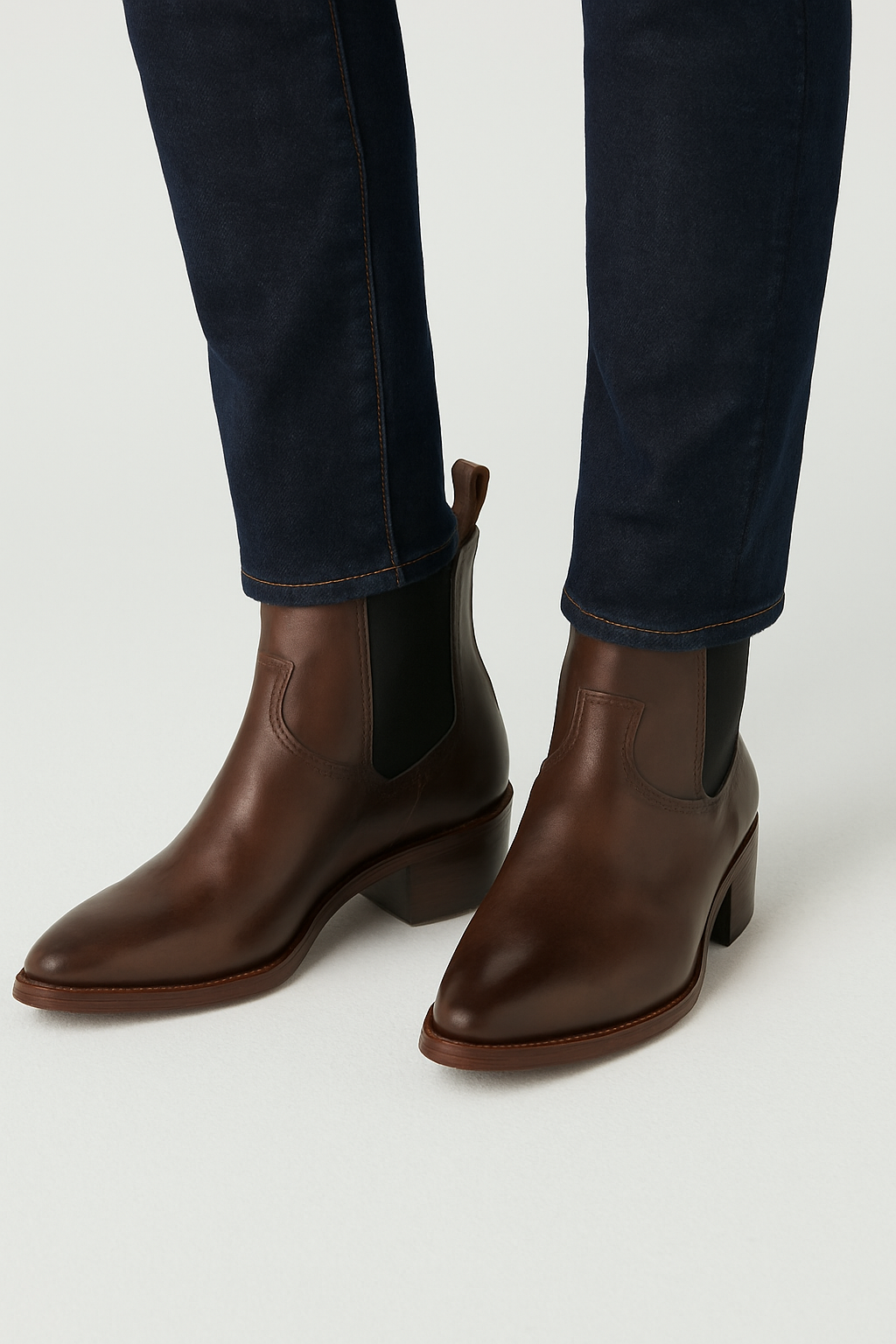 Side Zip Western Boot - Black Hand-Dyed Leather