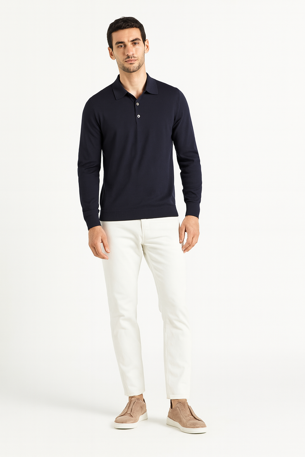 Handmade Suede Triple Stitch Sneaker Beige