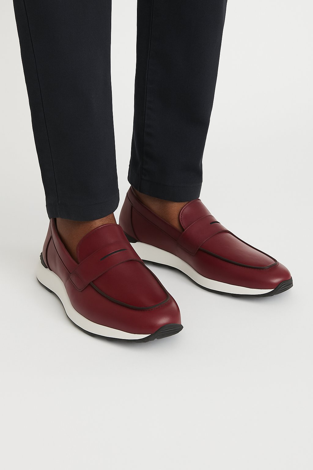 Olive Green Leather Men's Sneakers