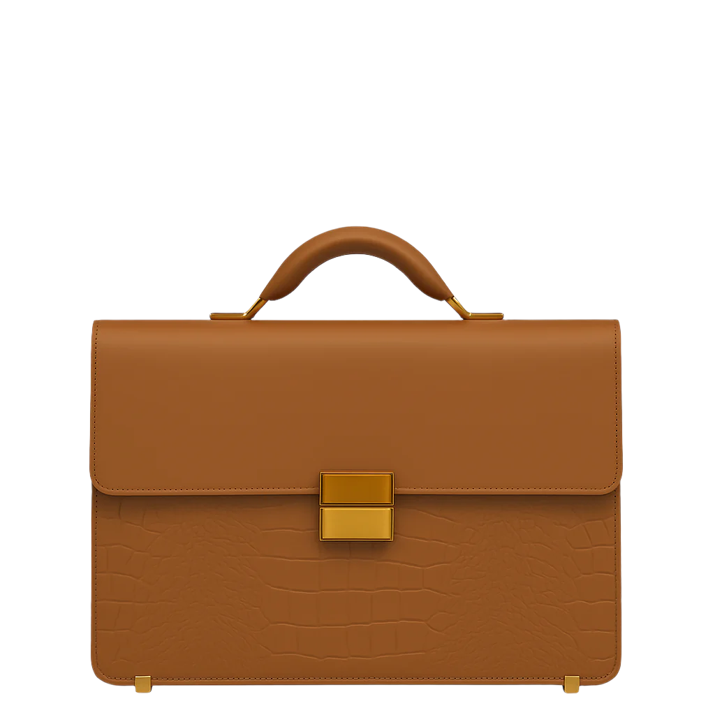 Luxurious Tan Crocodile Textured Briefcase
