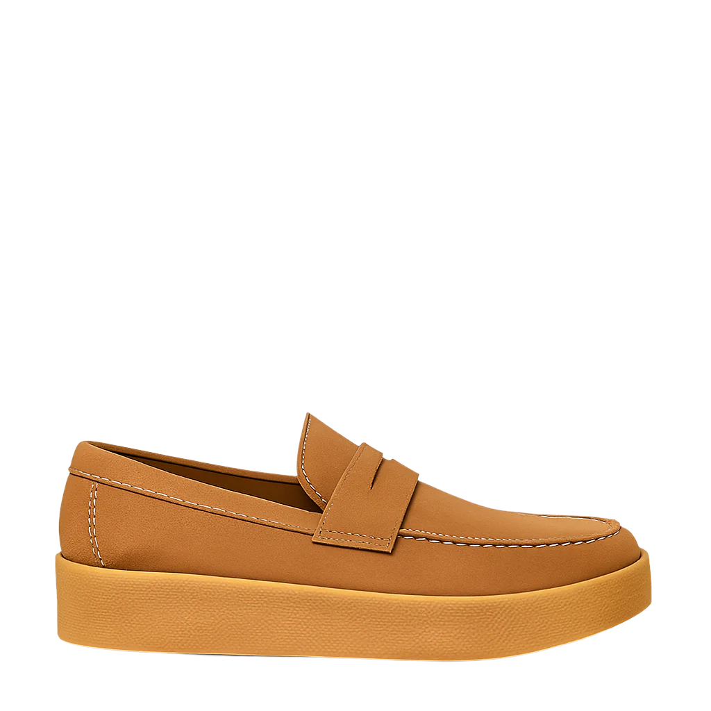 Men Suede Round Toe Loafer Tan