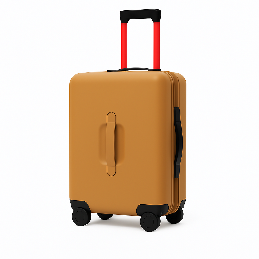 Luxury Wide Tan Trolley Luggage Bag