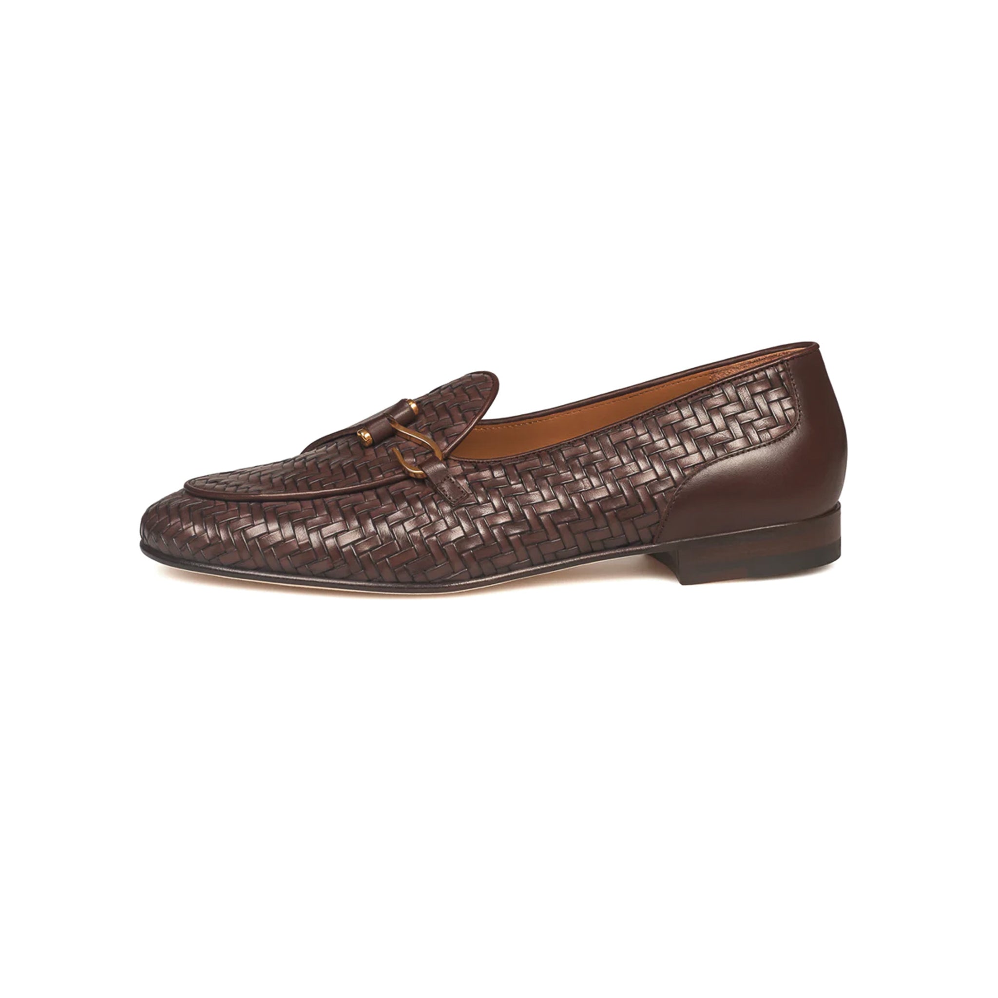 Coffee Braided Leather Men's Loafers