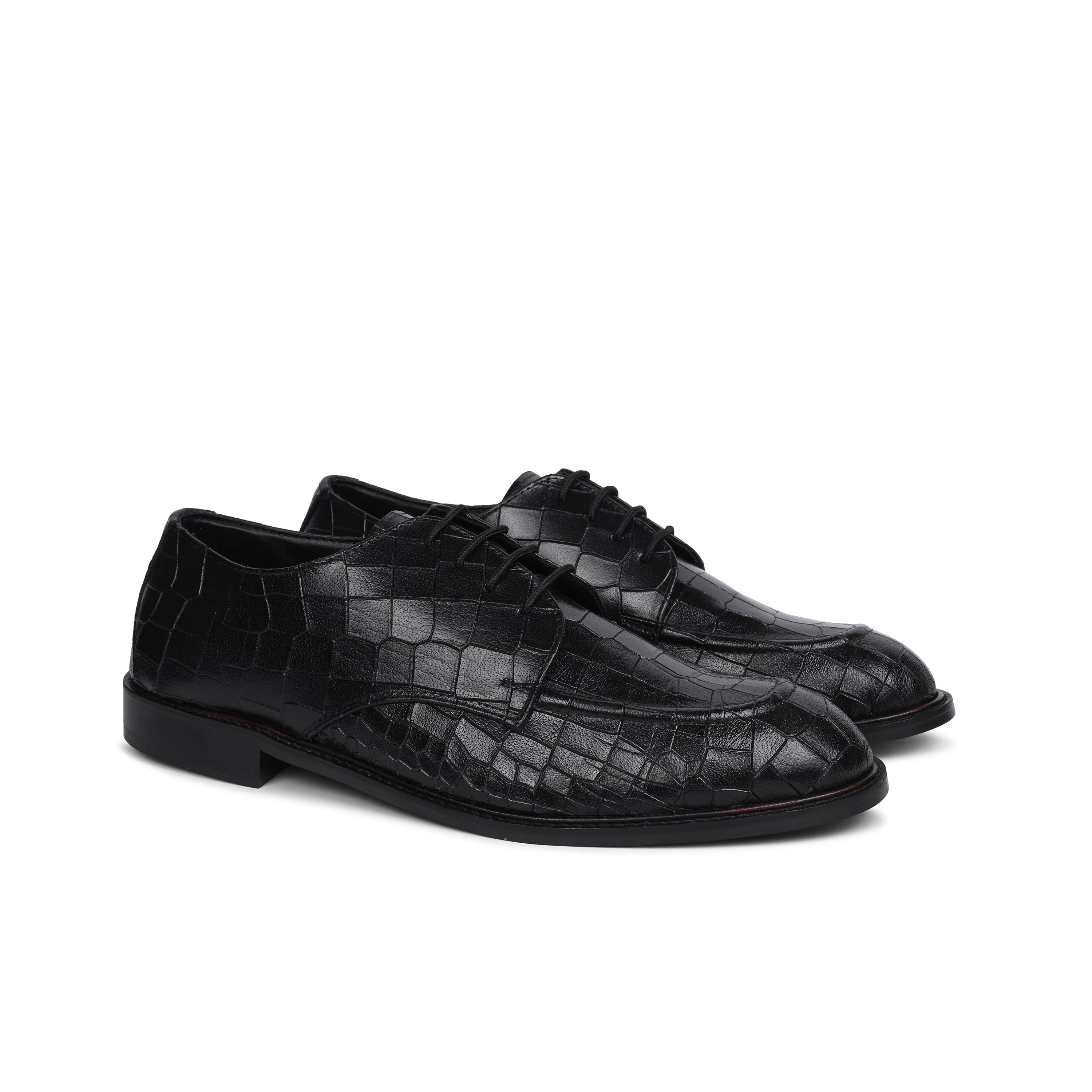 Black Deep Cut Derby Shoes
