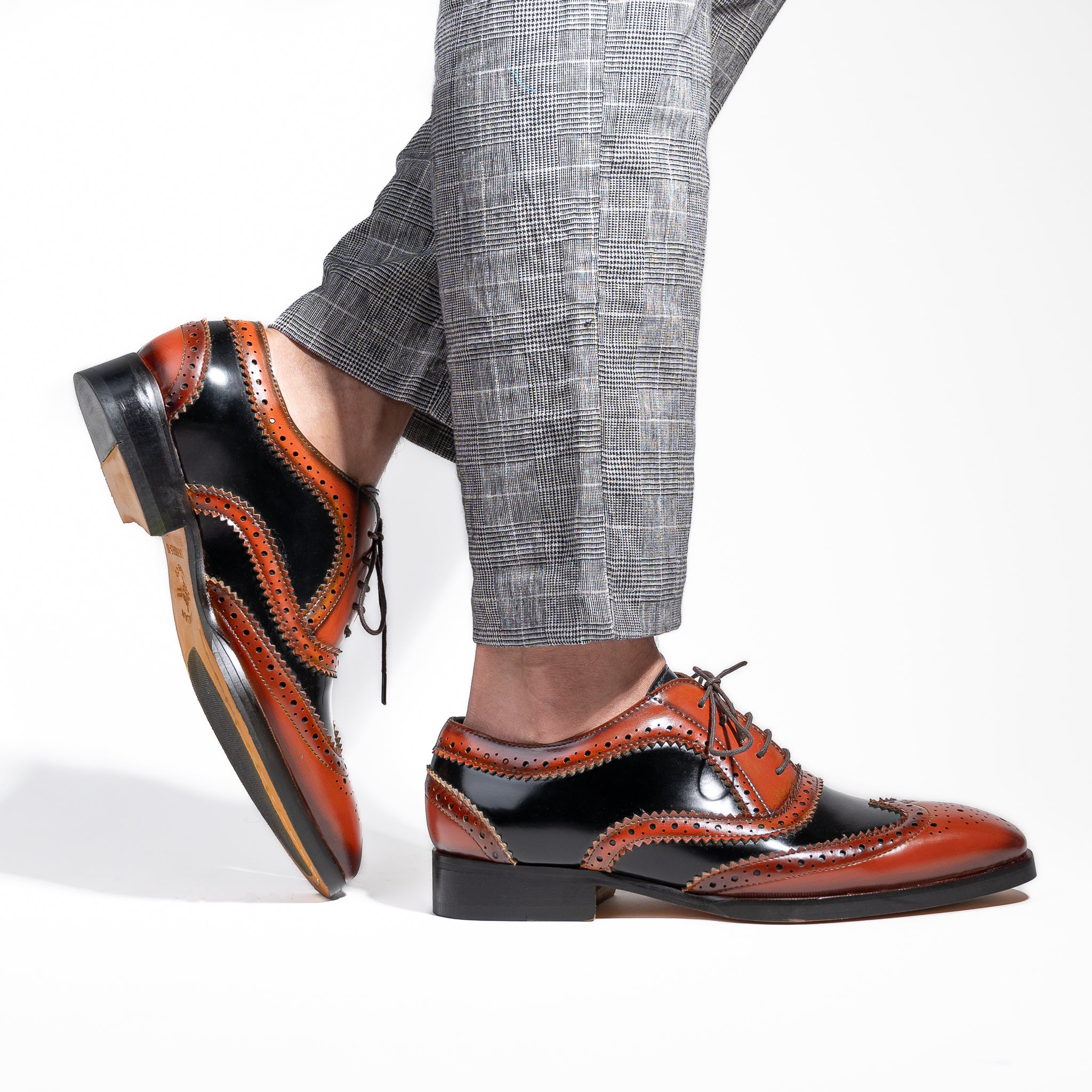 Mahogany Brogue Lace Up Leather Men's Shoes