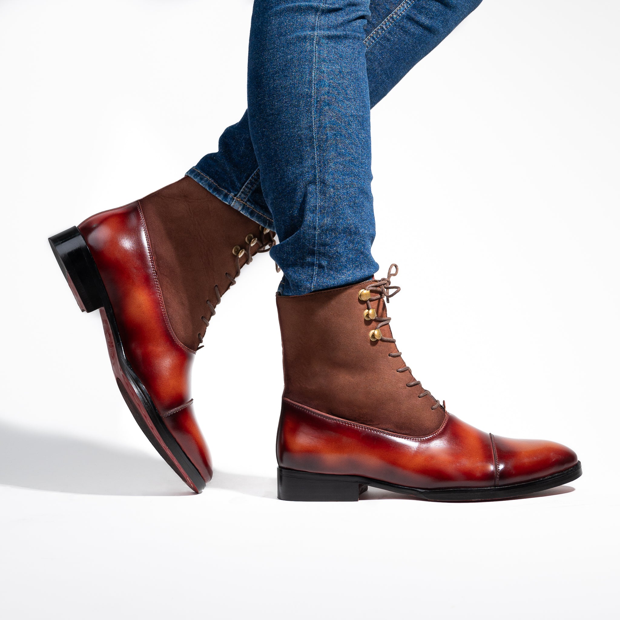 Captoe Suede High Ankle Boots