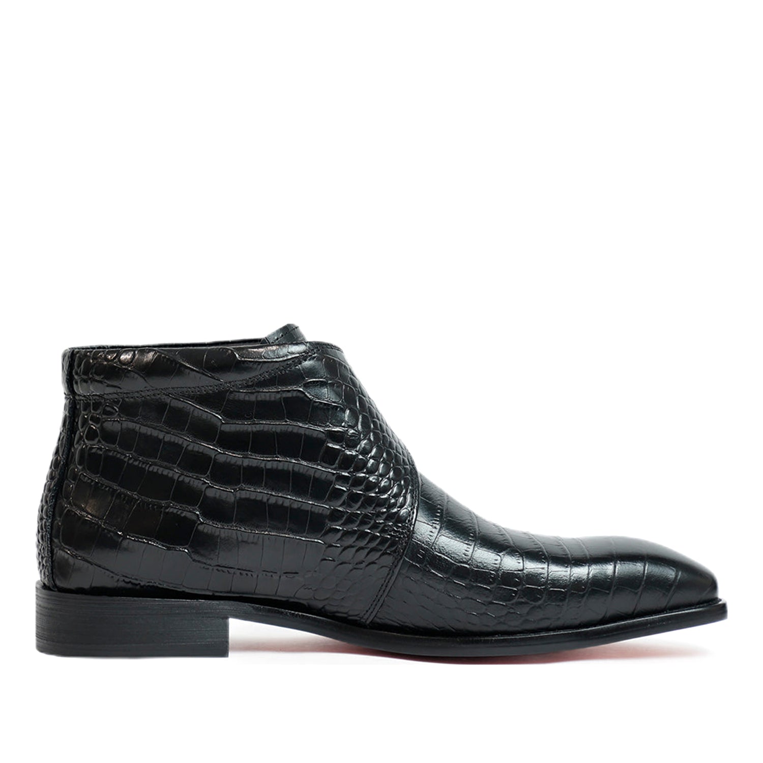 Black Croco Leather Boots