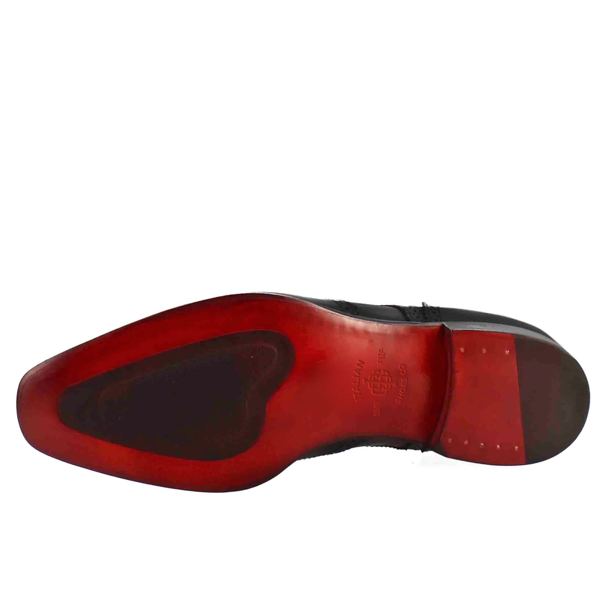 Black Leather Derby With Dovetail Square Toe