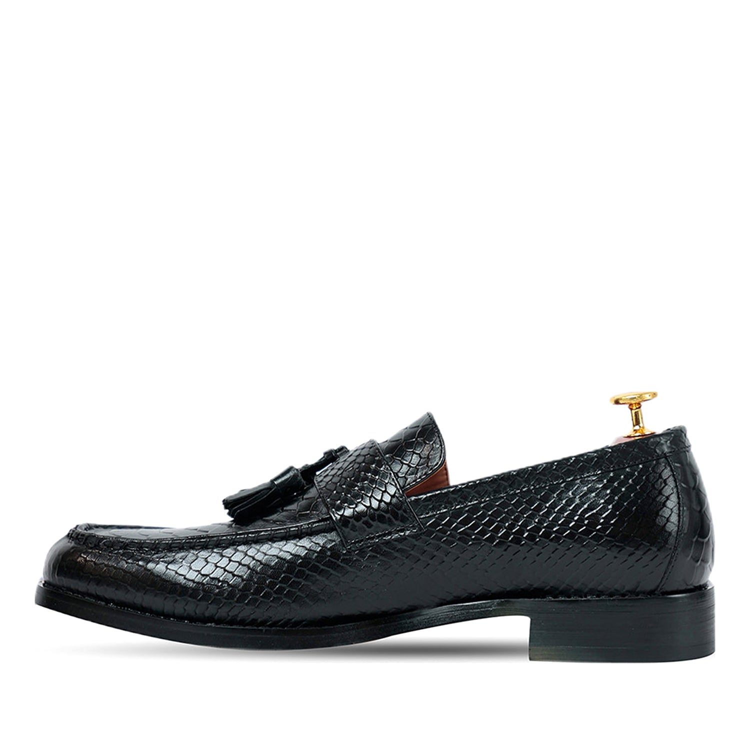 Dominator Tassel Black Slip On Loafers