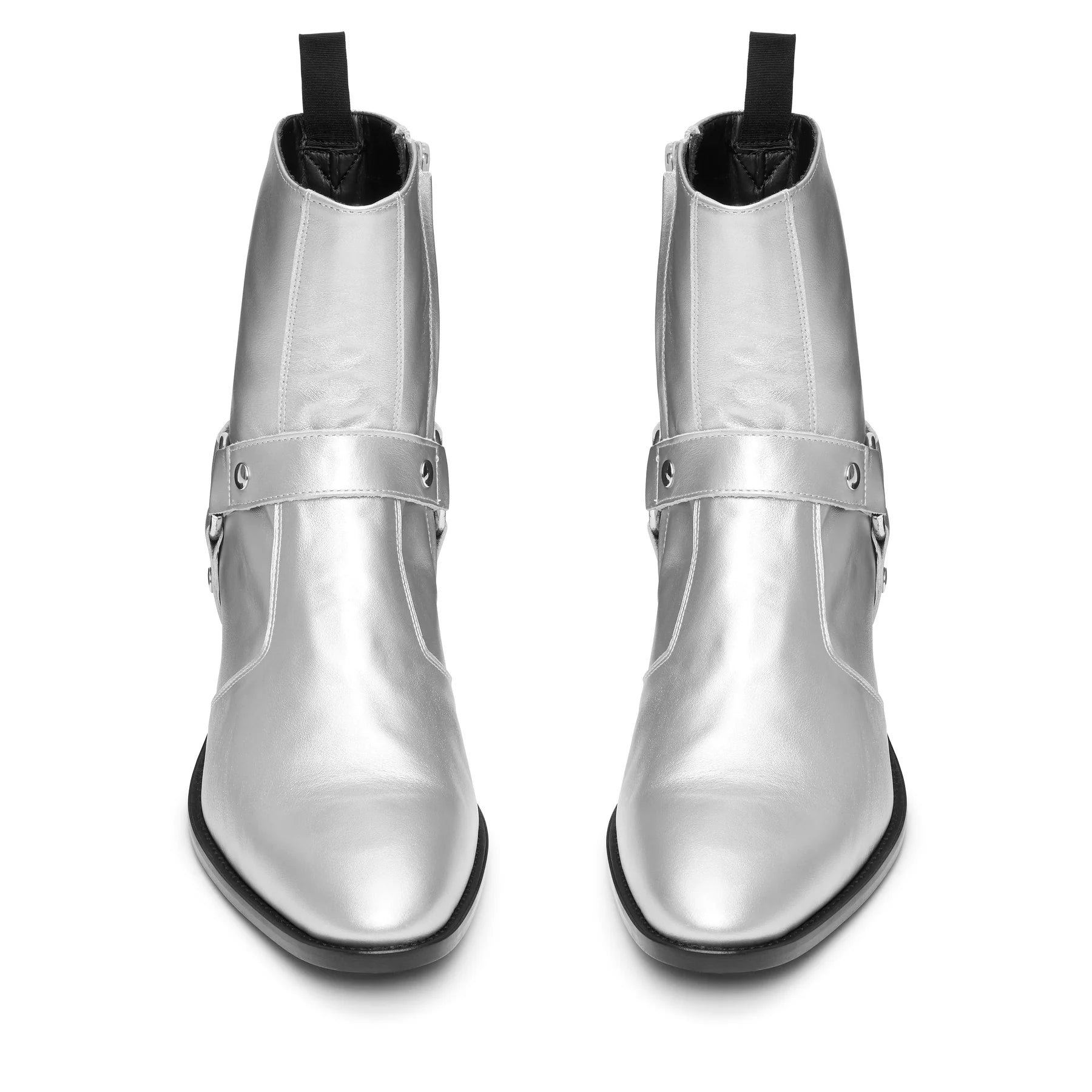 Harness Zip Boot - Silver Leather