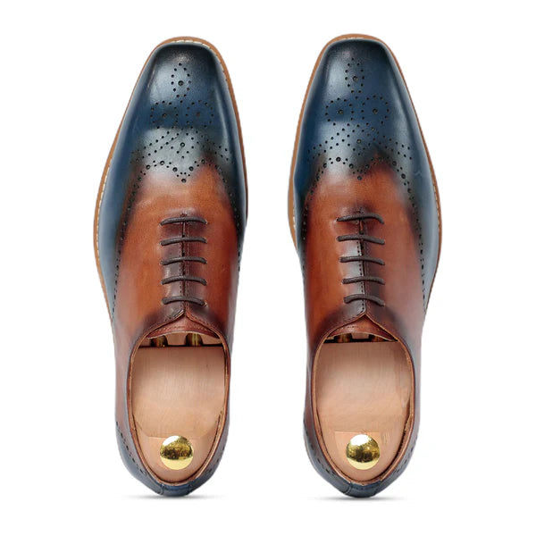 Men Solid Leather Lace-Up Oxford Shoes