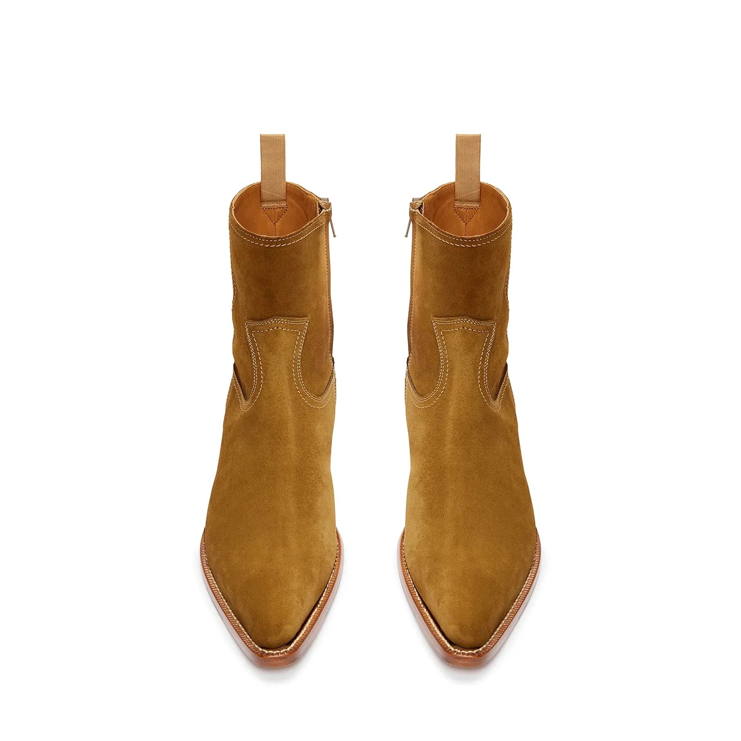 Side Zip Western Boot - Ochre Suede Leather