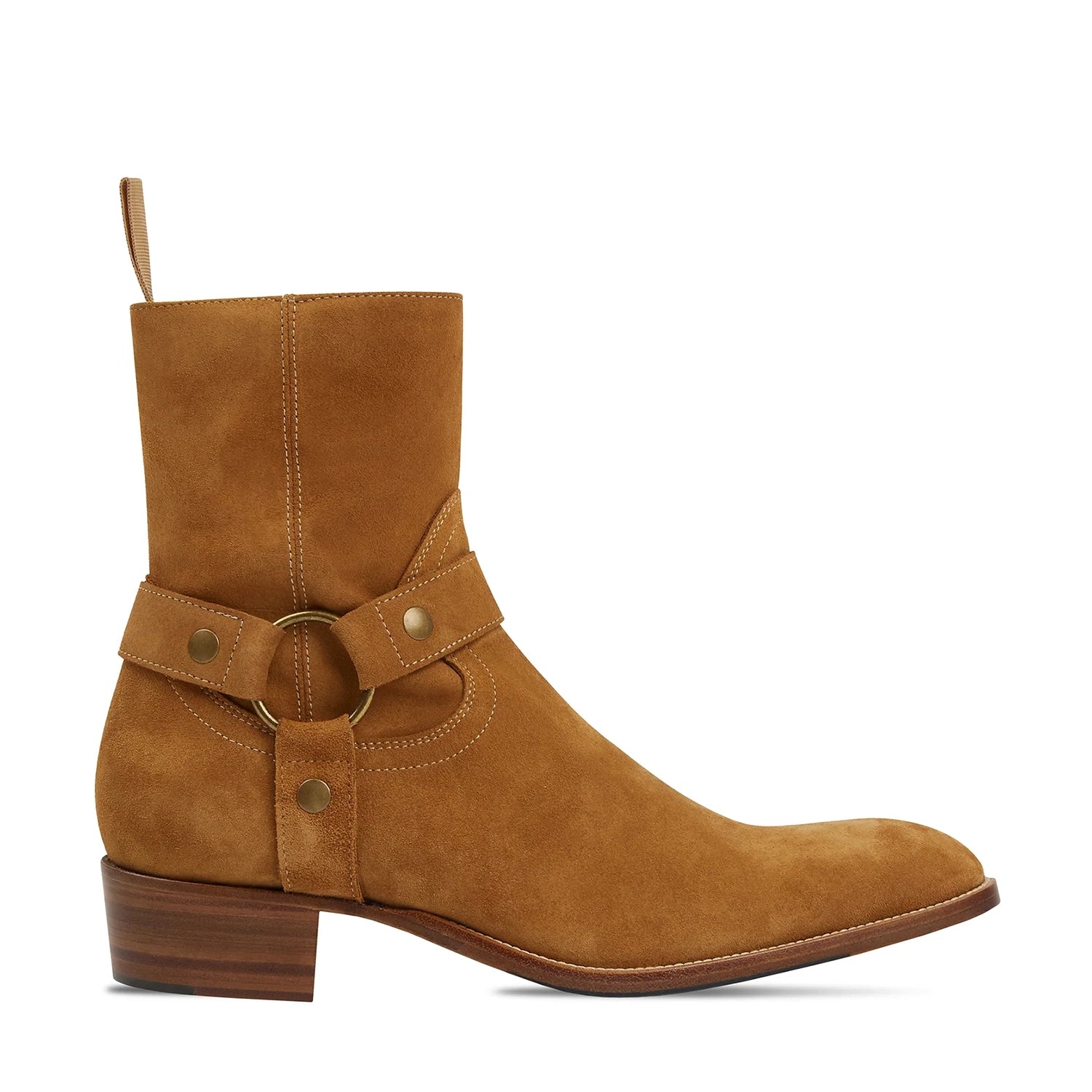 Harness Zip Boot - Camel Suede Leather