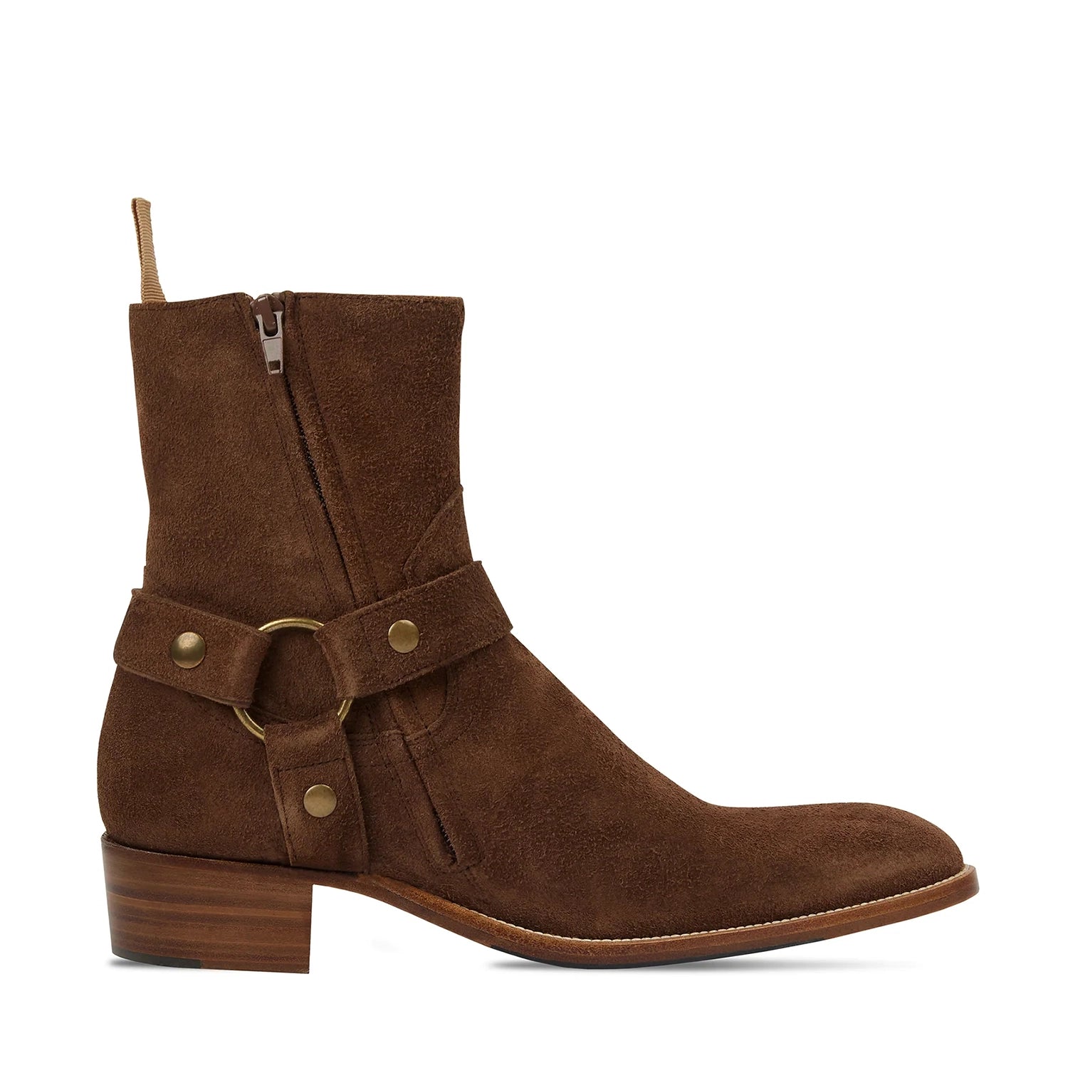 Harness Zip Boot - Camel Suede Leather