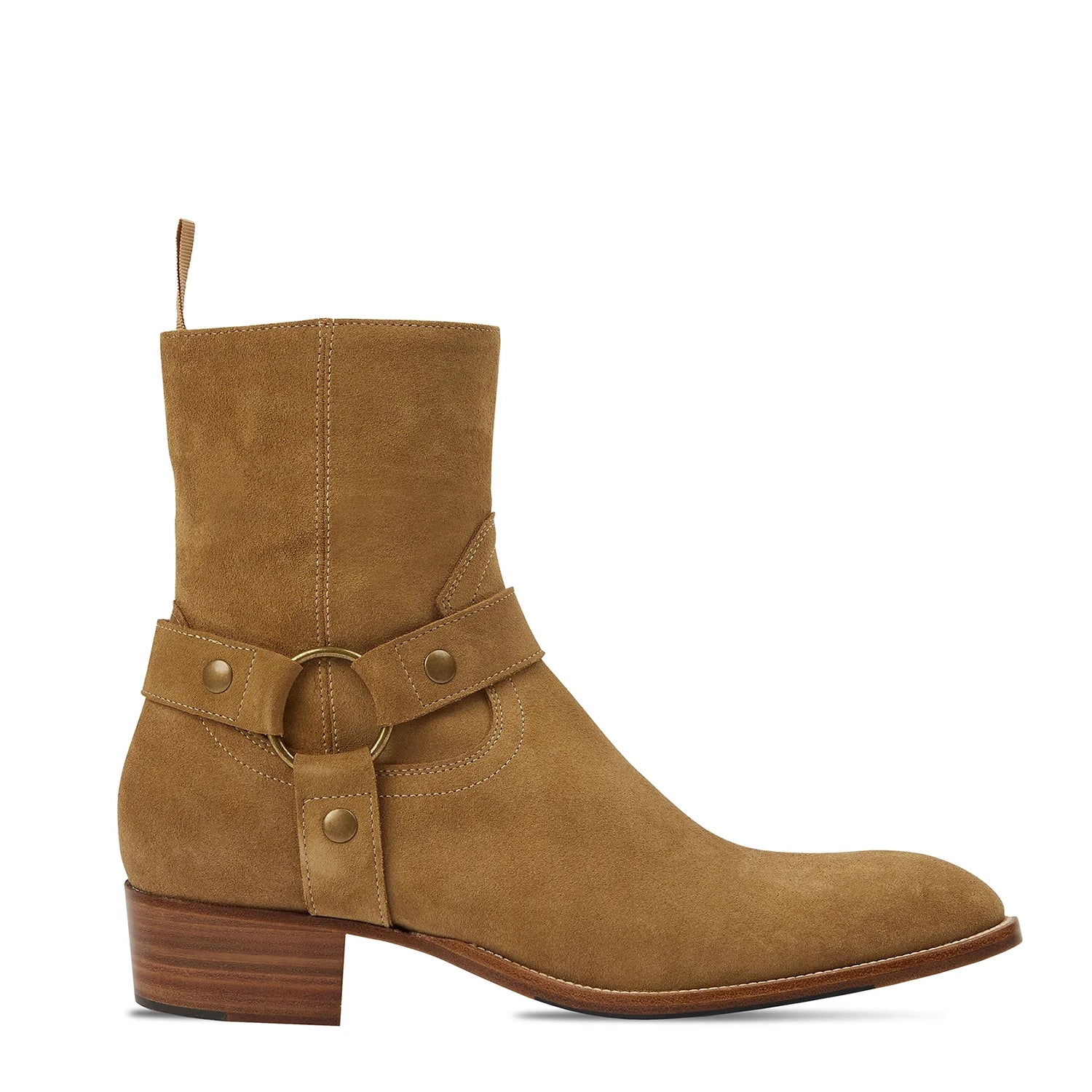 Harness Zip Boot - Ochre Suede Leather
