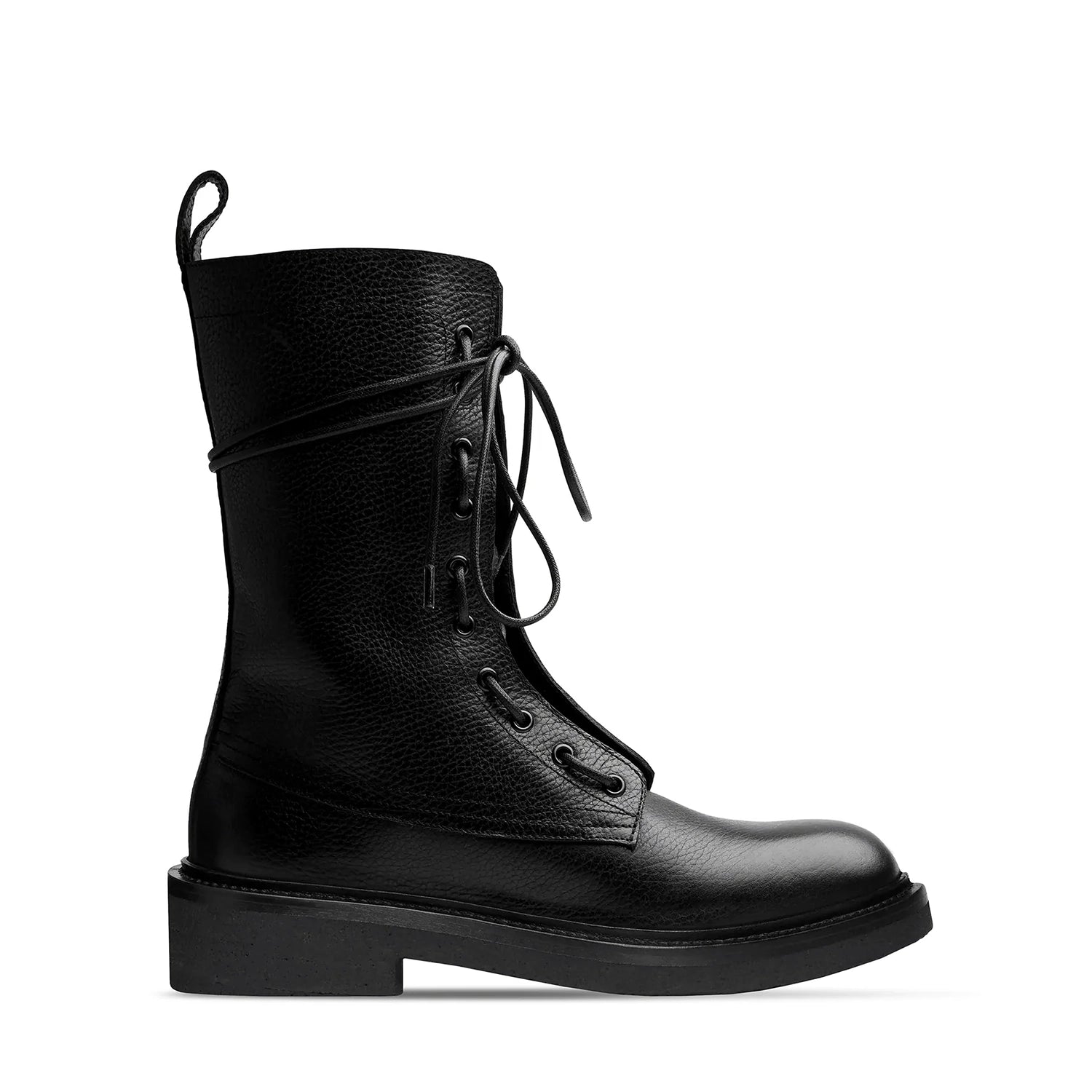 Lorenzo Combat Boot - Black Grained Leather