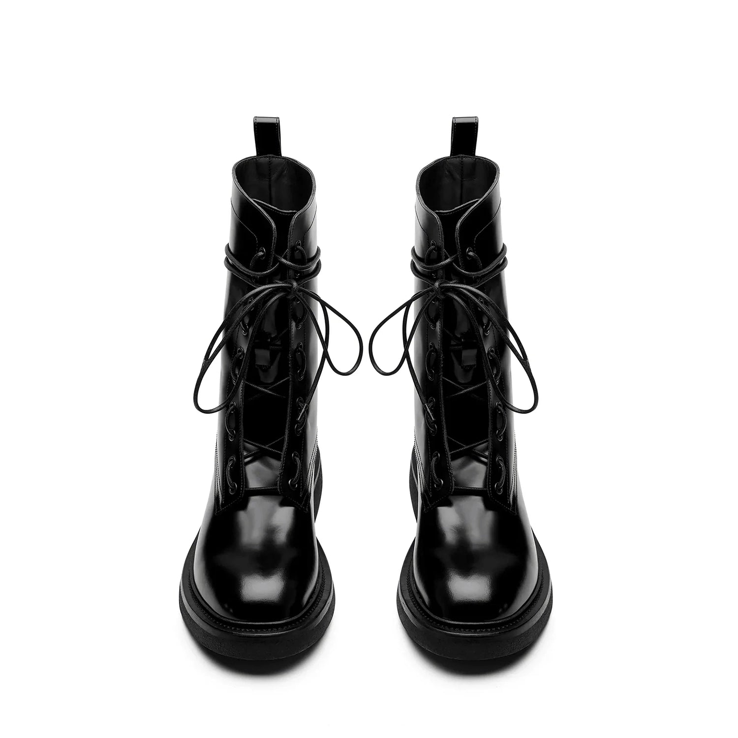 Lorenzo Combat Boot - Black Hi-Shine Leather