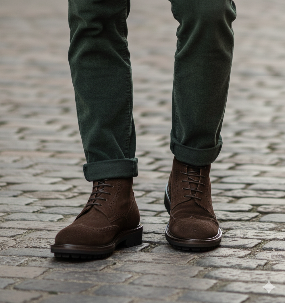 Brown Lace-up Suede boots