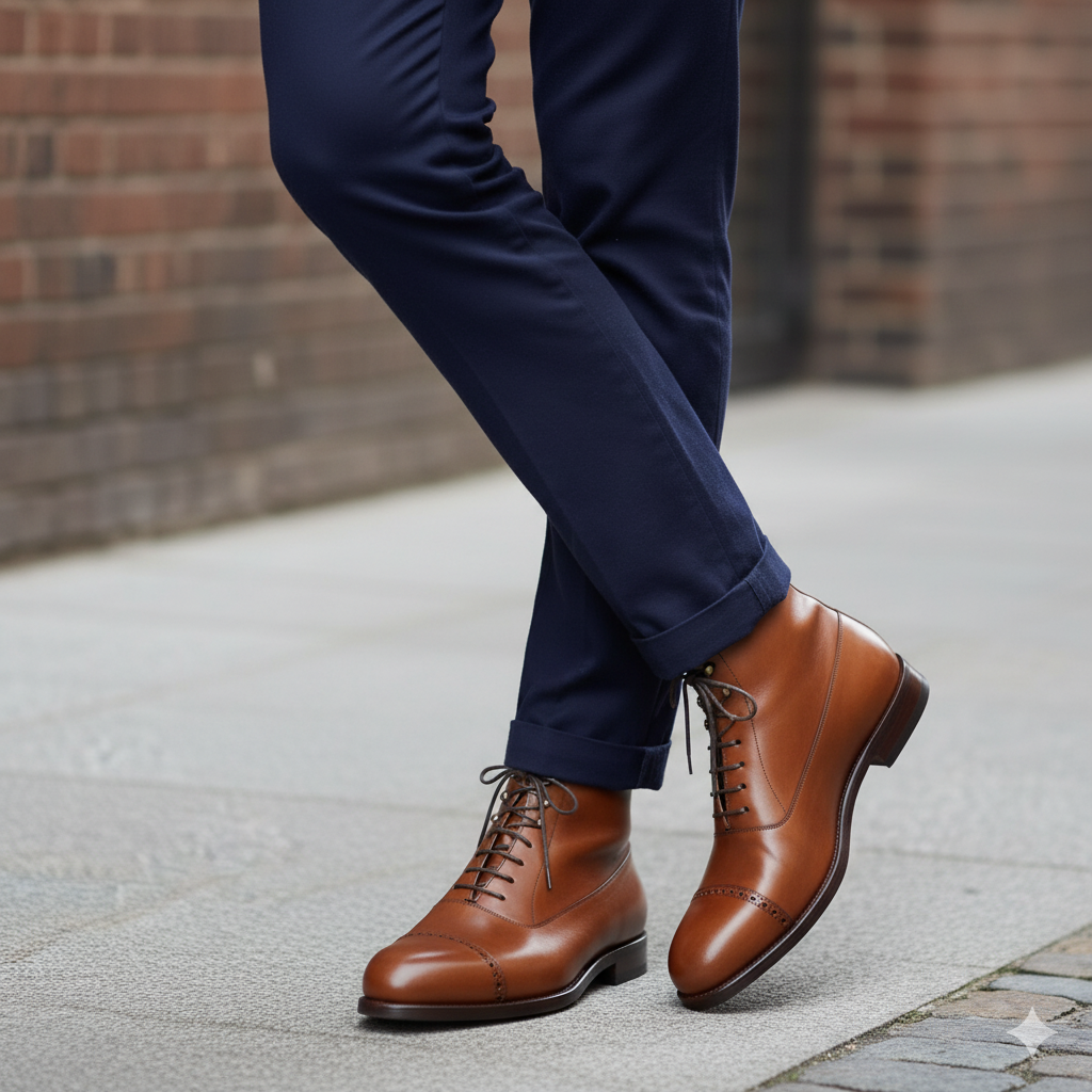 Tan Lace-up High Ankle Boots