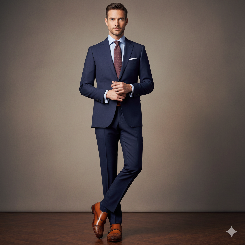 Double Monk Woven Leather Cap-Toe Tan Shoe