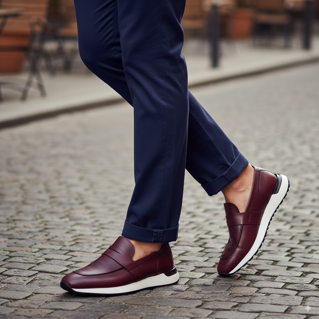 Wine Leather Men's Sneakers