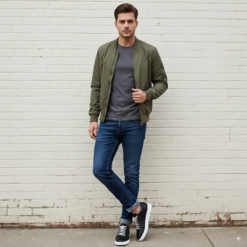 Smooth Black Leather Sneaker