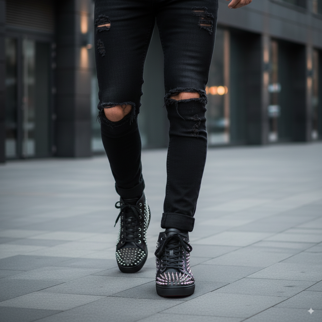 Men Casual Leather Lace-Up High Sneakers